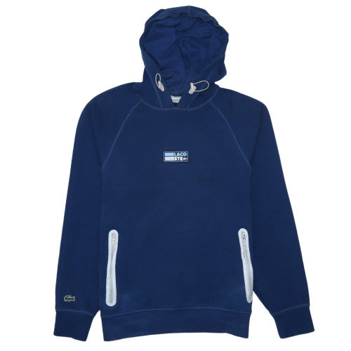Lacoste Men's Blue Pullover Hoodie S Regular Fit Logo Zip Pocket
