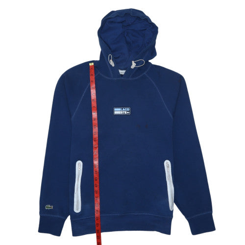Lacoste Men's Blue Pullover Hoodie S Regular Fit Logo Zip Pocket