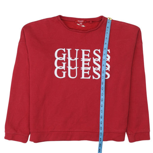 GUESS Women's Red Crew Neck Logo Sweatshirt Size M