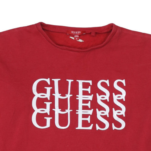 GUESS Women's Red Crew Neck Logo Sweatshirt Size M