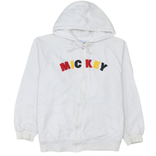 Disney Women White Mickey Full Zip Hoodie Size M Cotton Blend