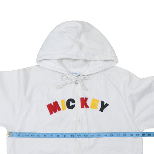 Disney Women White Mickey Full Zip Hoodie Size M Cotton Blend