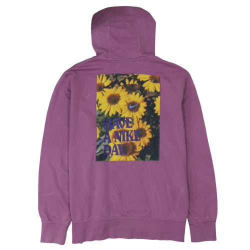 Nike Women's Purple Pullover Hoodie XL Floral Graphic Cotton Blend
