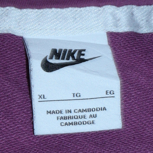 Nike Women's Purple Pullover Hoodie XL Floral Graphic Cotton Blend