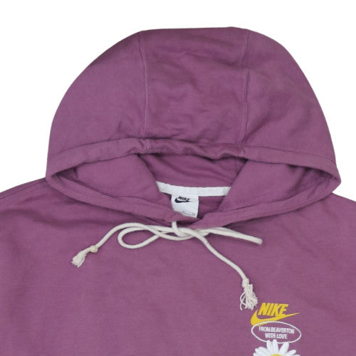 Nike Women's Purple Pullover Hoodie XL Floral Graphic Cotton Blend