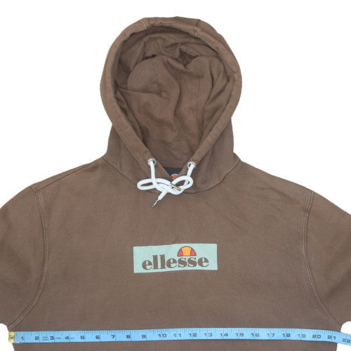 Ellesse Men's Brown Pullover Hoodie S Fleece Logo Sweatshirt