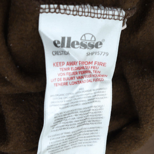 Ellesse Men's Brown Pullover Hoodie S Fleece Logo Sweatshirt
