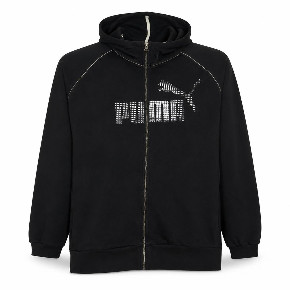 Puma Men's Black XL Full Zip Hoodie with Logo Detail