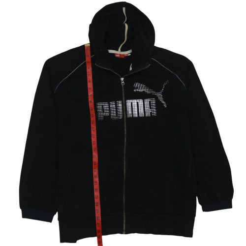 Puma Men's Black XL Full Zip Hoodie with Logo Detail