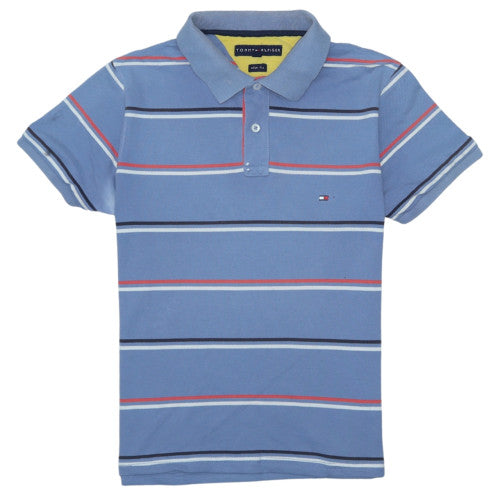 Tommy Hilfiger Men's Blue Striped Slim Fit Polo Shirt M