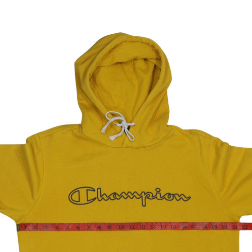 Champion Men's Yellow Pullover Hoodie Medium Cotton Blend