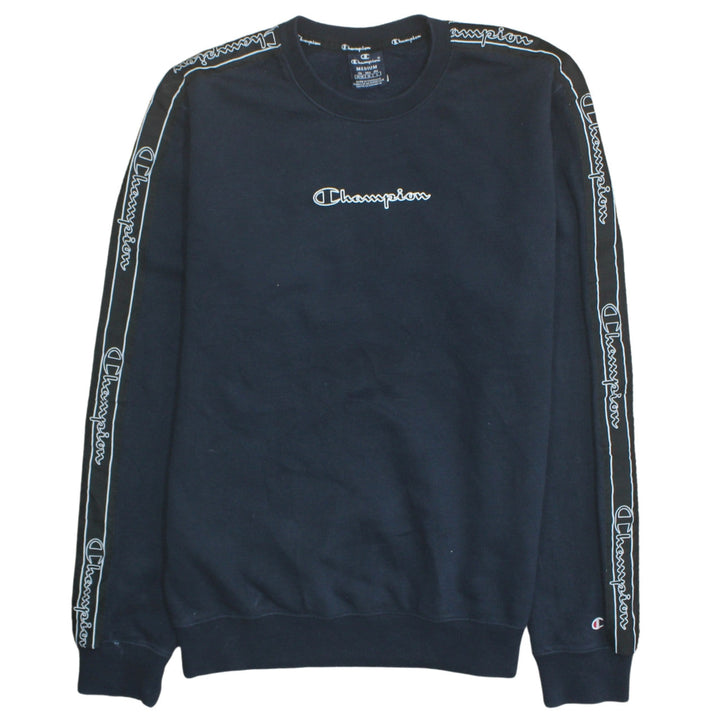 Champion Men's Black Medium Crew Neck Logo Sweatshirt