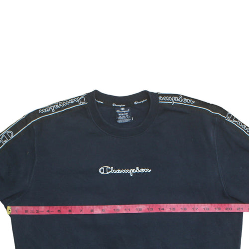Champion Men's Black Medium Crew Neck Logo Sweatshirt