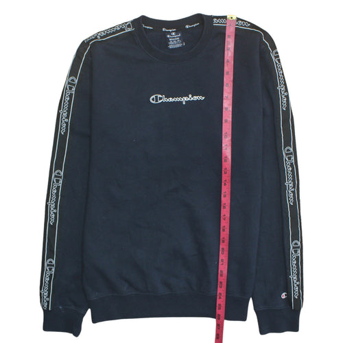 Champion Men's Black Medium Crew Neck Logo Sweatshirt