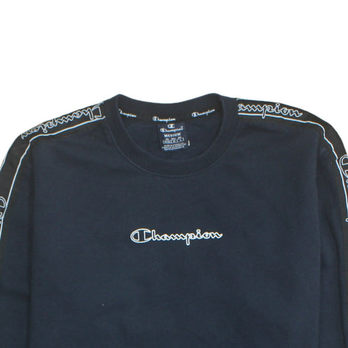 Champion Men's Black Medium Crew Neck Logo Sweatshirt
