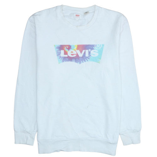 Levi's Womens White Logo Crew Neck Pullover Sweatshirt L