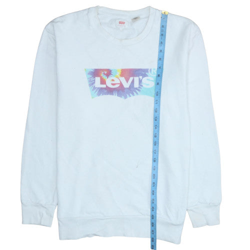 Levi's Womens White Logo Crew Neck Pullover Sweatshirt L