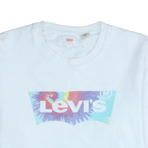 Levi's Womens White Logo Crew Neck Pullover Sweatshirt L
