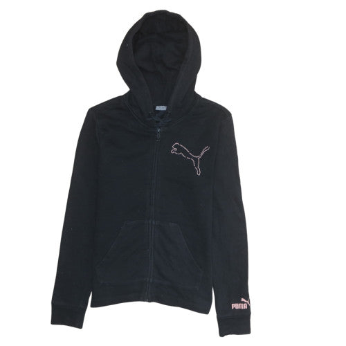 Puma Womens Black XS Full Zip Hoodie Sweatshirt Cotton Blend