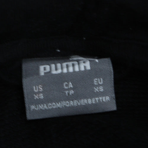 Puma Womens Black XS Full Zip Hoodie Sweatshirt Cotton Blend