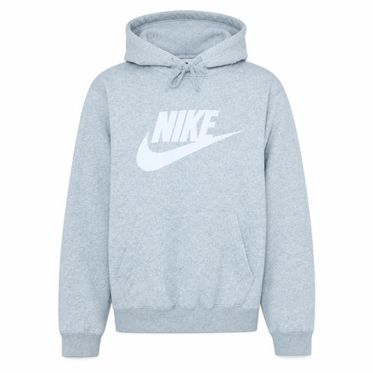 Front view of Nike Men's Grey Small Pullover Hoodie Sports Fleece Sweatshirt