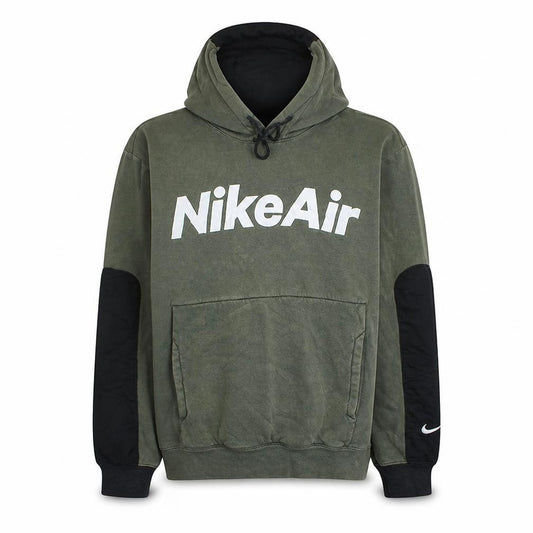 Front view of Nike Air Men's Green XS Pullover Hoodie with Logo Print