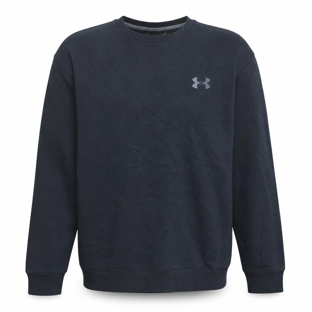 Front view of Under Armour Men's Black XL Pullover Crew Neck Fleece Sweatshirt
