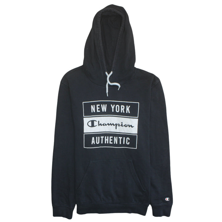 Champion Men's Black Pullover Hoodie Medium Graphic New York Authentic