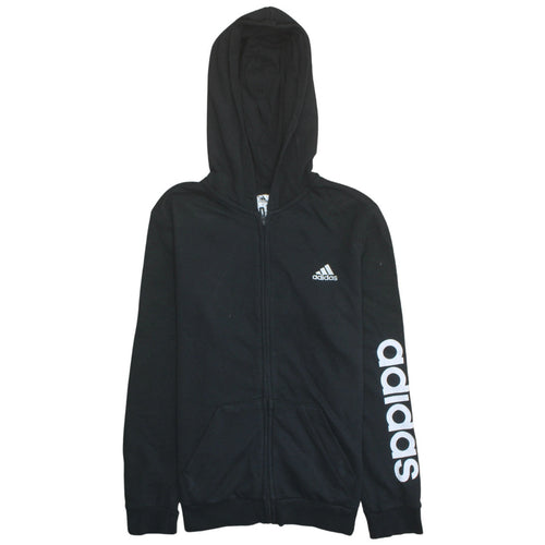 Adidas Women's Black Full Zip Hoodie Size 12-14 M Logo Print