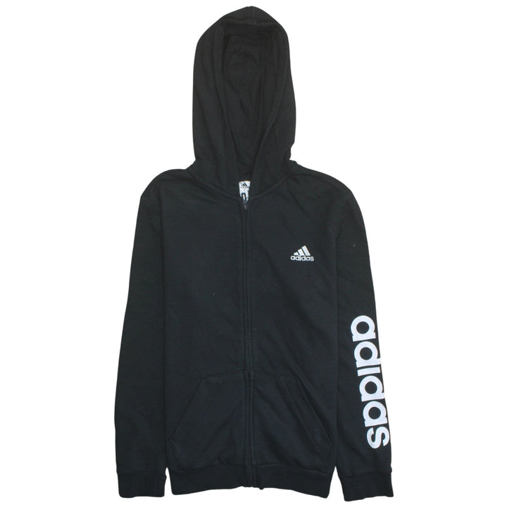 Adidas Women's Black Full Zip Hoodie Size 12-14 M Logo Print