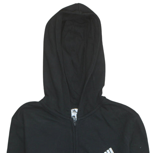 Adidas Women's Black Full Zip Hoodie Size 12-14 M Logo Print