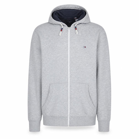 Front view of Tommy Jeans Men's Grey Full Zip Hoodie Regular Fit, size M