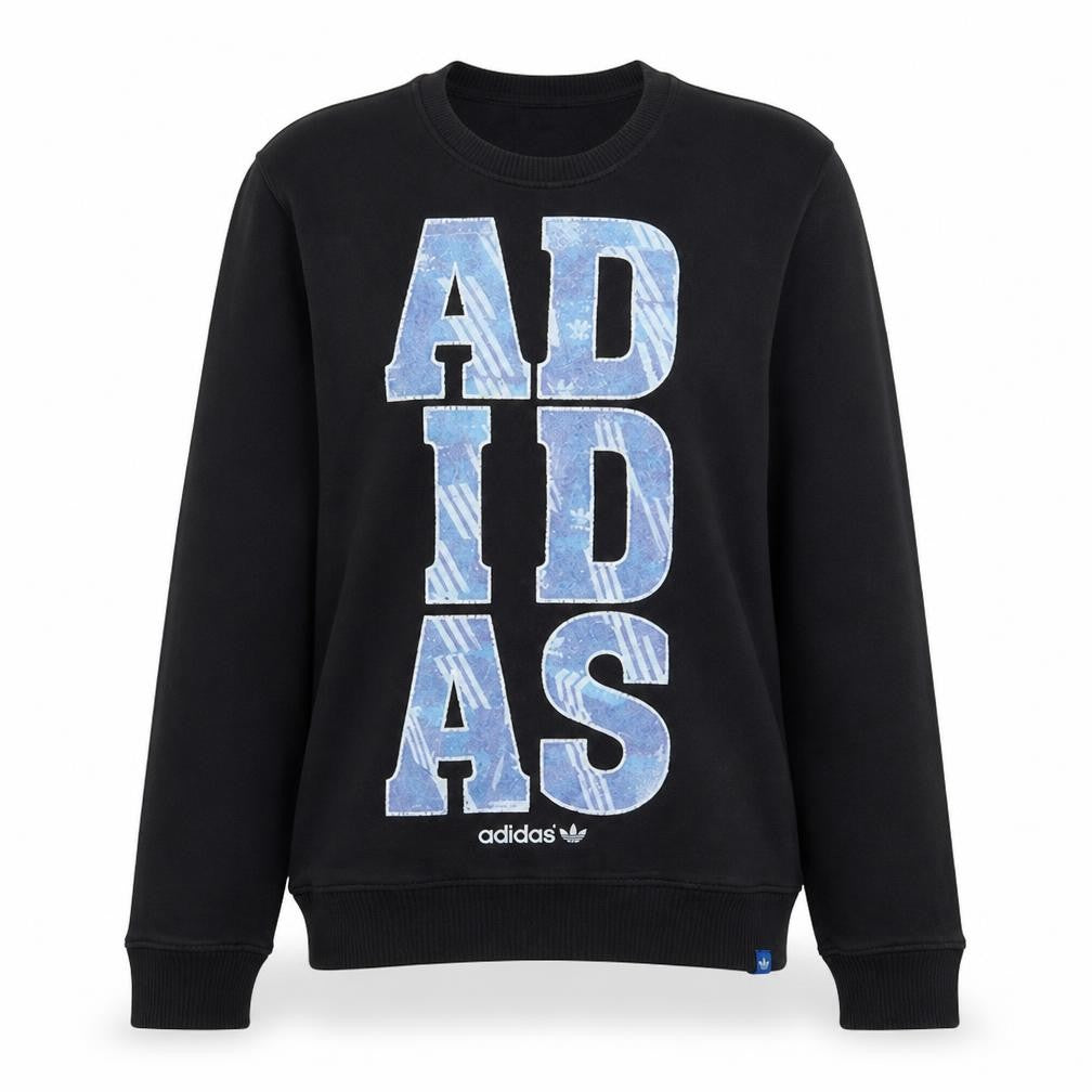 Front view of Adidas Women Black Crew Neck Pullover Sweatshirt, size M