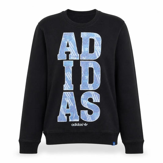 Front view of Adidas Women Black Crew Neck Pullover Sweatshirt, size M