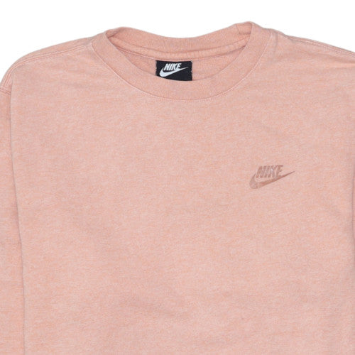 Nike Womens Pink Cotton Blend Crew Neck Pullover Sweatshirt S