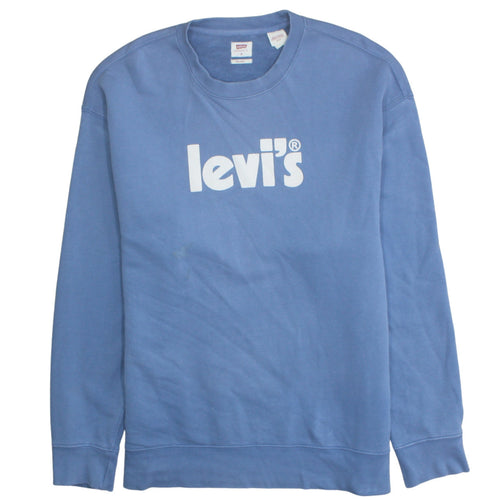 Levi's Men's Blue Relaxed Fit Crew Neck Logo Sweatshirt M