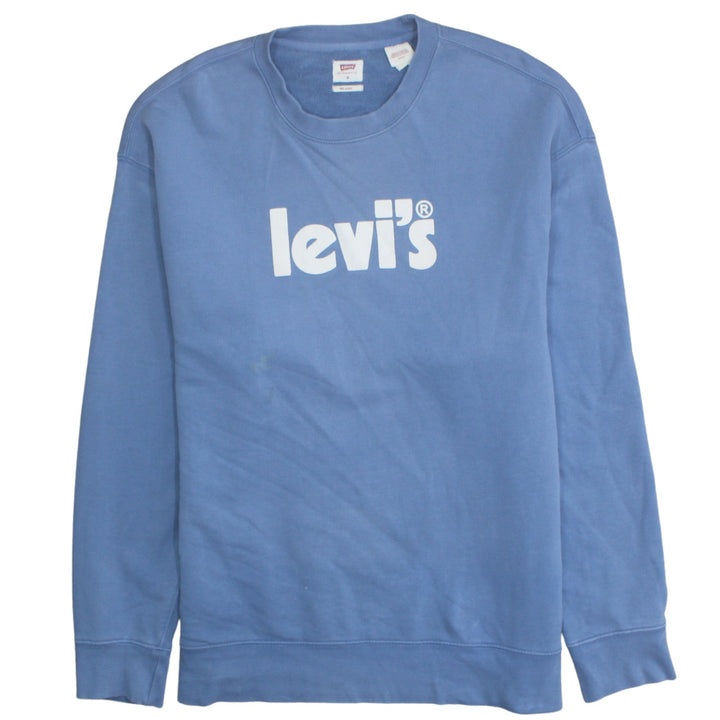 Levi's Men's Blue Relaxed Fit Crew Neck Logo Sweatshirt M