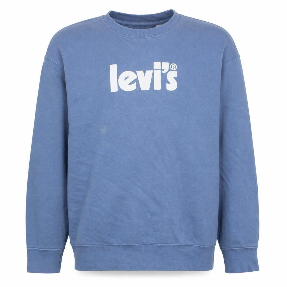 Front view of Levi's Men's Blue Relaxed Fit Crew Neck Logo Sweatshirt M