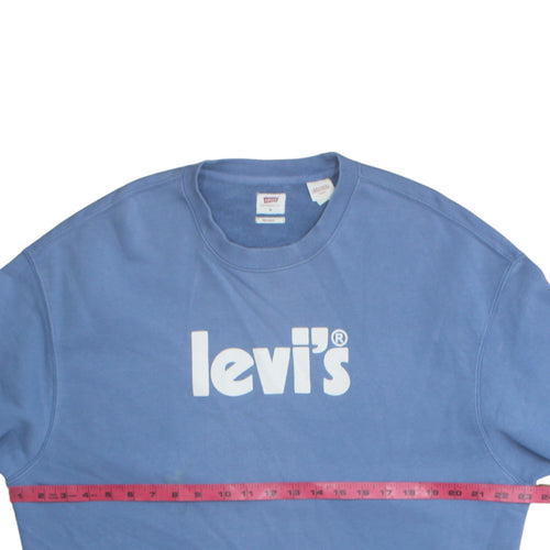 Levi's Men's Blue Relaxed Fit Crew Neck Logo Sweatshirt M