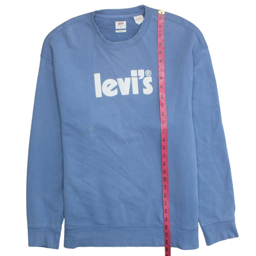 Levi's Men's Blue Relaxed Fit Crew Neck Logo Sweatshirt M