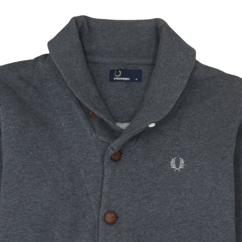 Fred Perry Men's Grey Button Cardigan Sweatshirt M
