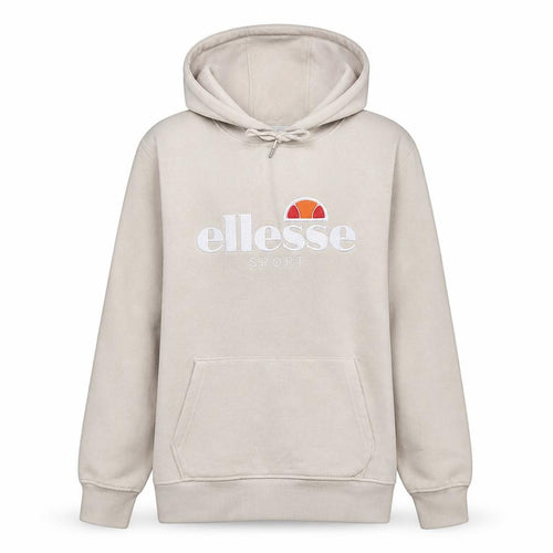 Ellesse Women Beige Hooded Pullover Hoodie UK 10 Cotton Blend Logo Sporty