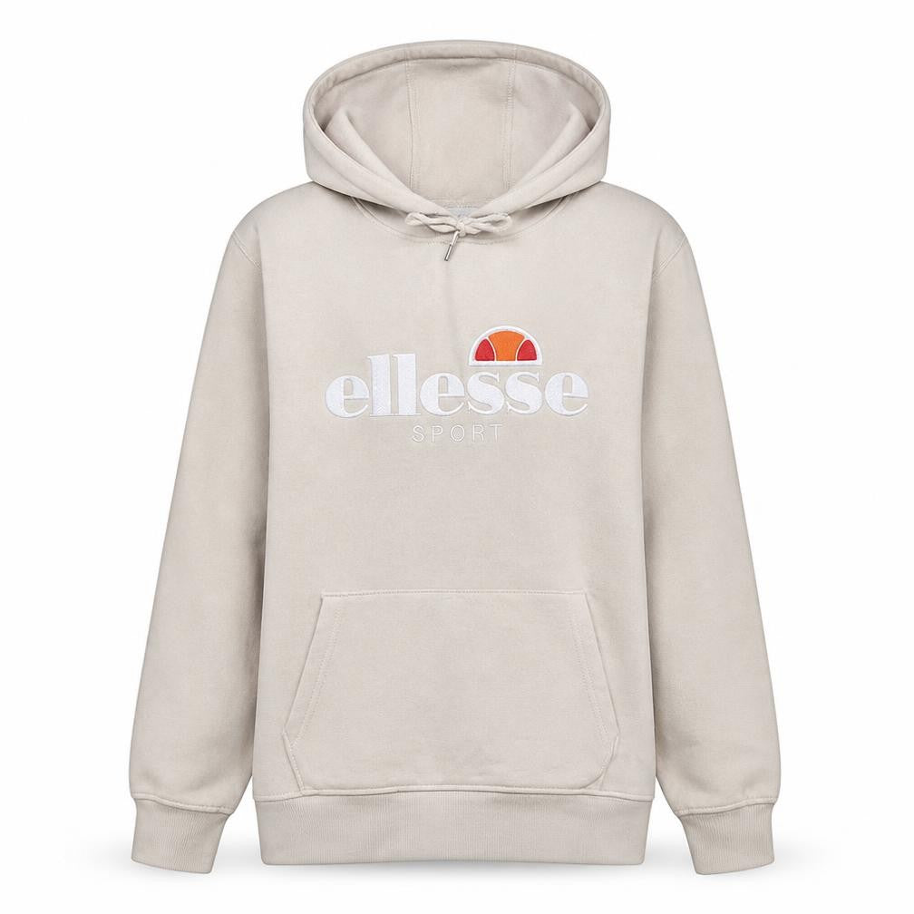 Ellesse Women Beige Hooded Pullover Hoodie UK 10 Cotton Blend Logo Sporty