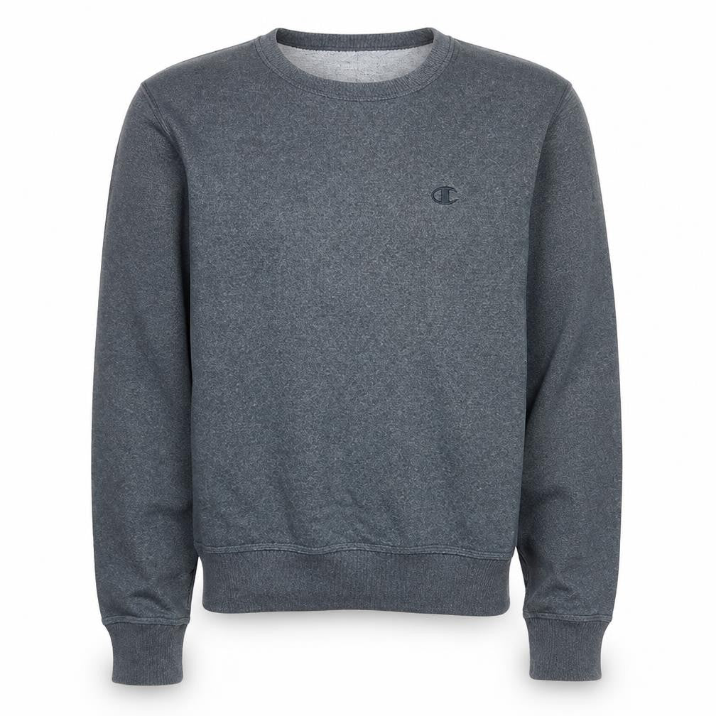 Front view of Champion Men's Grey Crew Neck Sweatshirt, size S, Classic Fit