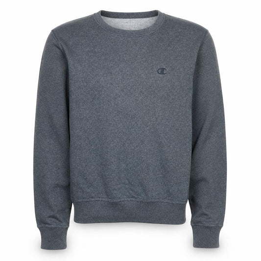 Front view of Champion Men's Grey Crew Neck Sweatshirt, size S, Classic Fit