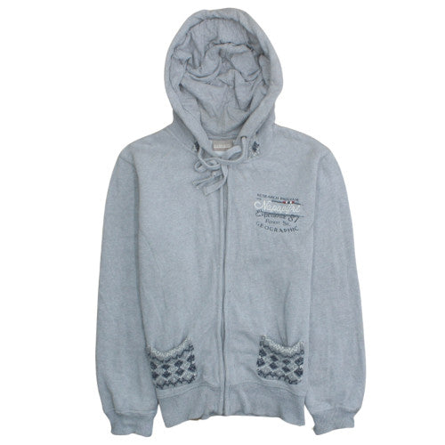 Napapijri Women Grey Full Zip Hoodie Size M Fleece Lined Casual