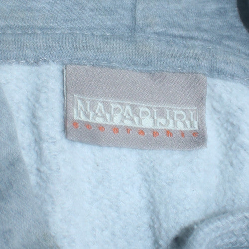 Napapijri Women Grey Full Zip Hoodie Size M Fleece Lined Casual