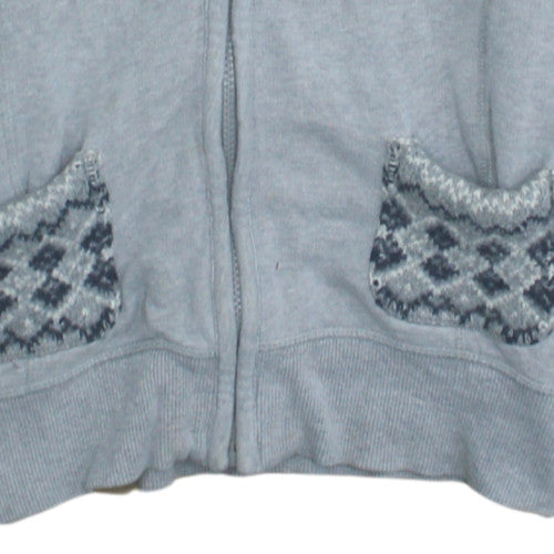 Napapijri Women Grey Full Zip Hoodie Size M Fleece Lined Casual