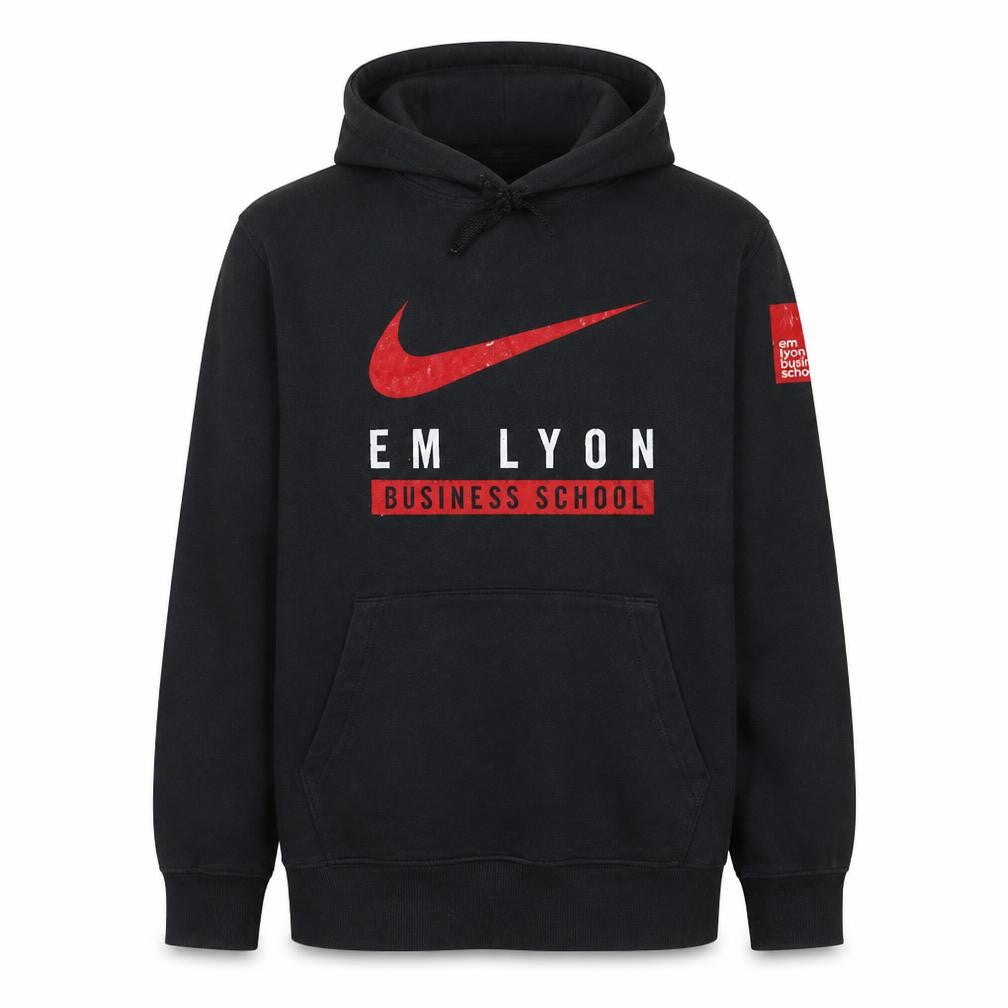 Nike Men's Black Pullover Hoodie L Fleece EM Lyon Business School