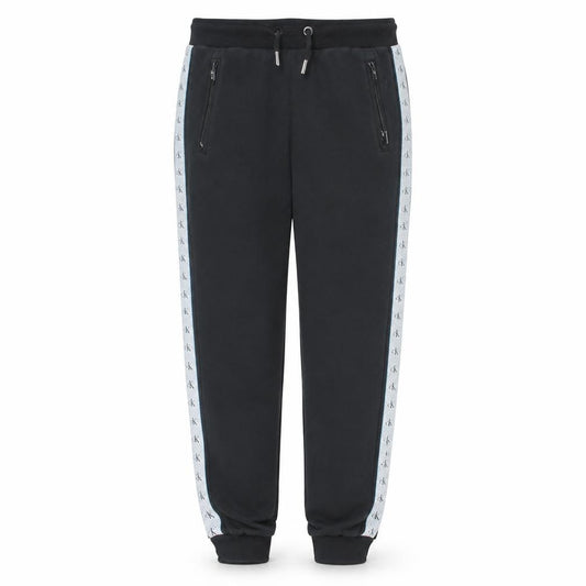 Front view of Calvin Klein Jeans Men's Black Logo Jogger XS Fleece Sweatpants